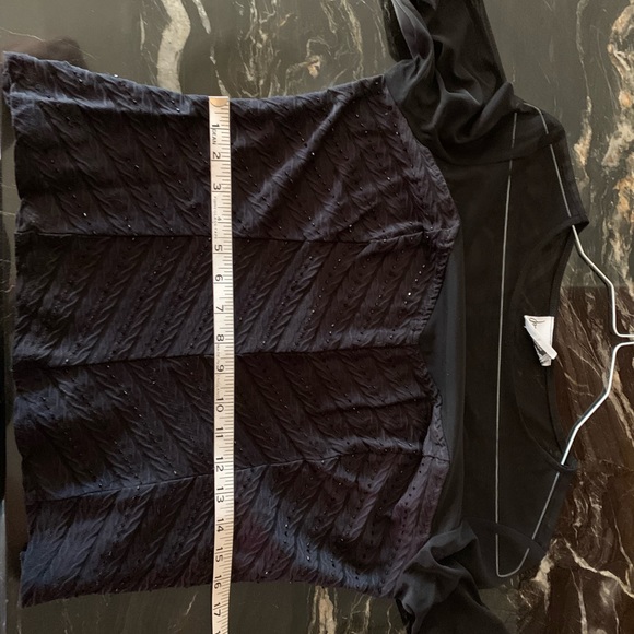 Joseph Ribkoff black mess, black beads, stretch, long sleeve dress top - Picture 4 of 6